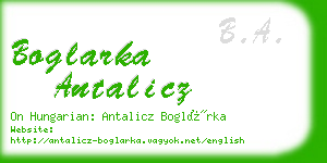 boglarka antalicz business card